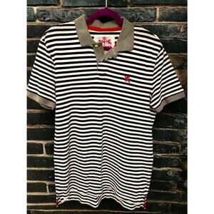 Size L Express Modern Fit Black & White Stripe polo shirt